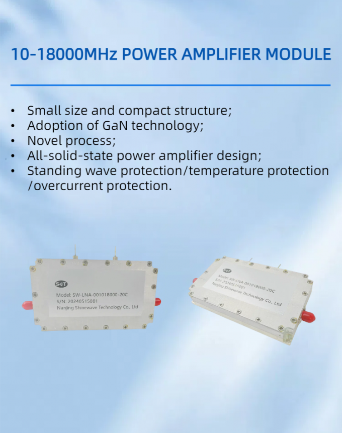 Customized 0.01~18GHz Gain 80dB Low Noise Wideband Amplifier for Signal Reception and Processing in Electronic Warfare 0