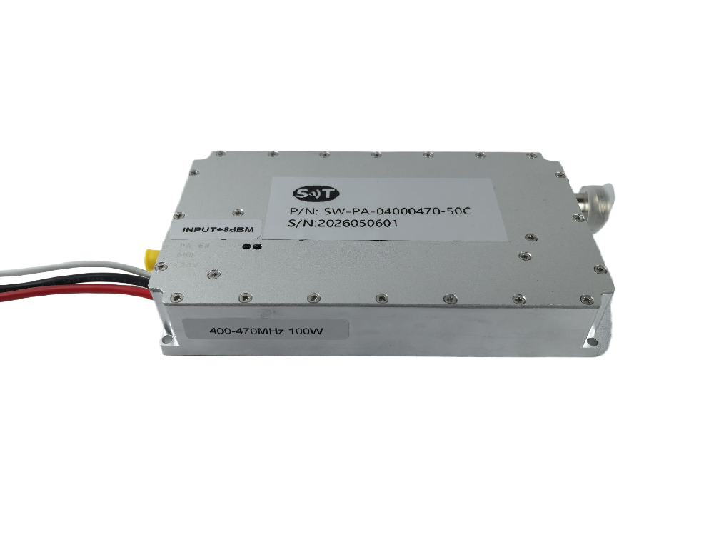 SW-PA-04000470-50C 100W 400-470MHz RF Power Amplifier Module 28V 50dB High Gain for Defense & Vehicle Communication